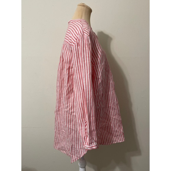 L.L.Bean Striped Linen Tunic Top XL Red White Coastal Beachy - Picture 5 of 9